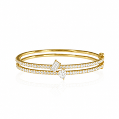 Two Disorganized Diamond Double Row Bangle