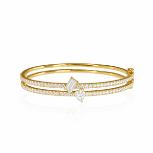 Two Disorganized Diamond Double Row Bangle