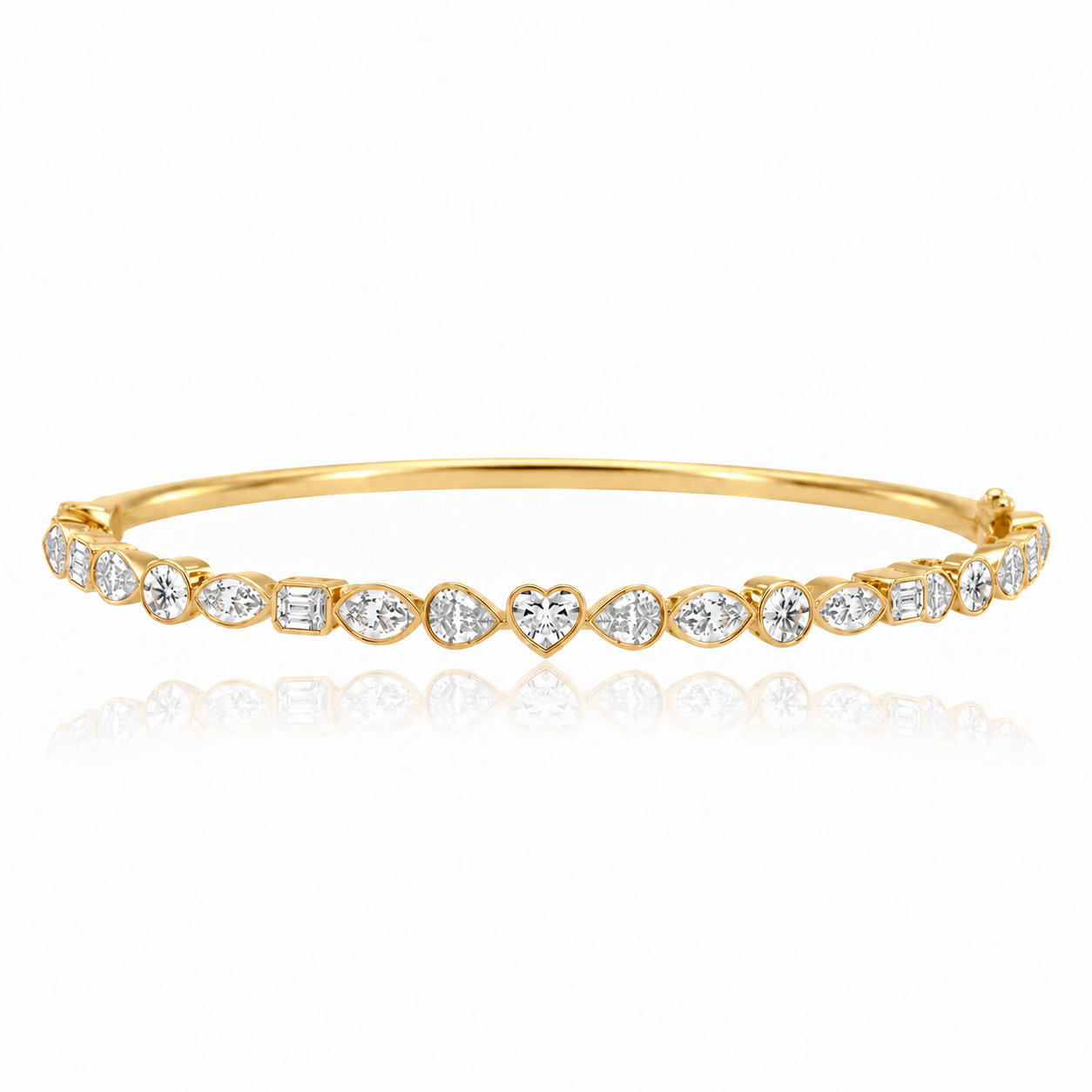Horizontal Multi Shape Diamond Bangle