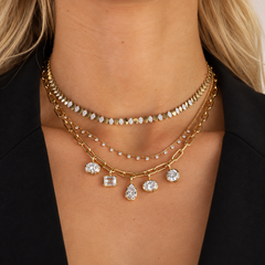 Dangling Claw Lab Diamonds Paperclip Necklace