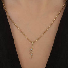 Cutout Gold Initials & Bezel Charm