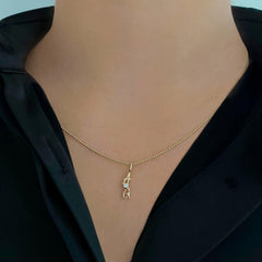 Cutout Gold Initials & Bezel Charm