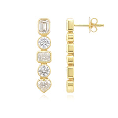 Bezel Multi Shape Lab Dropdown Earrings