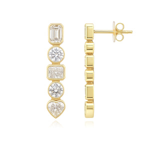 Bezel Multi Shape Lab Dropdown Earrings