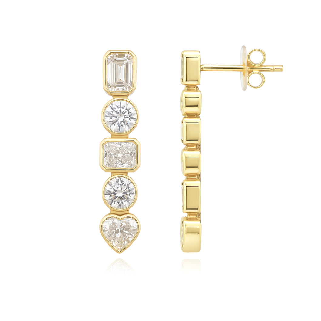 Bezel Multi Shape Lab Dropdown Earrings