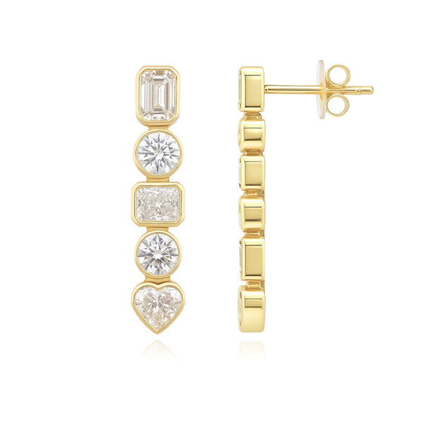 Bezel Multi Shape Lab Dropdown Earrings