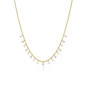 Dangling Baguette and Pear Drop Ball Necklace