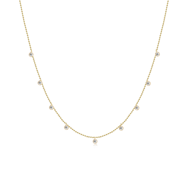 Dangling Diamond Bezels Ball Necklace