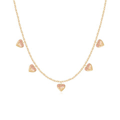 Dripping Scattered Gemstone Hearts Necklace