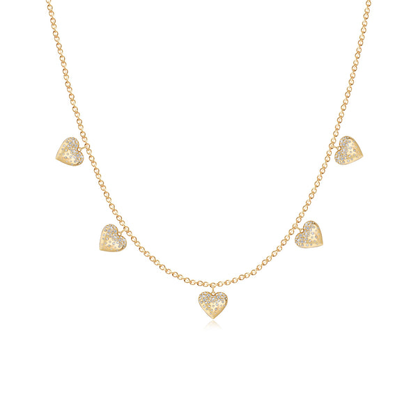 Dangling Dripping Scattered Hearts Necklace