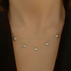 Dangling Dripping Scattered Hearts Necklace