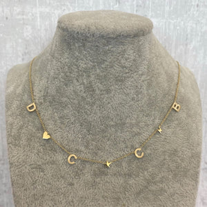 Dangling Diamond Initial Necklace with Charms