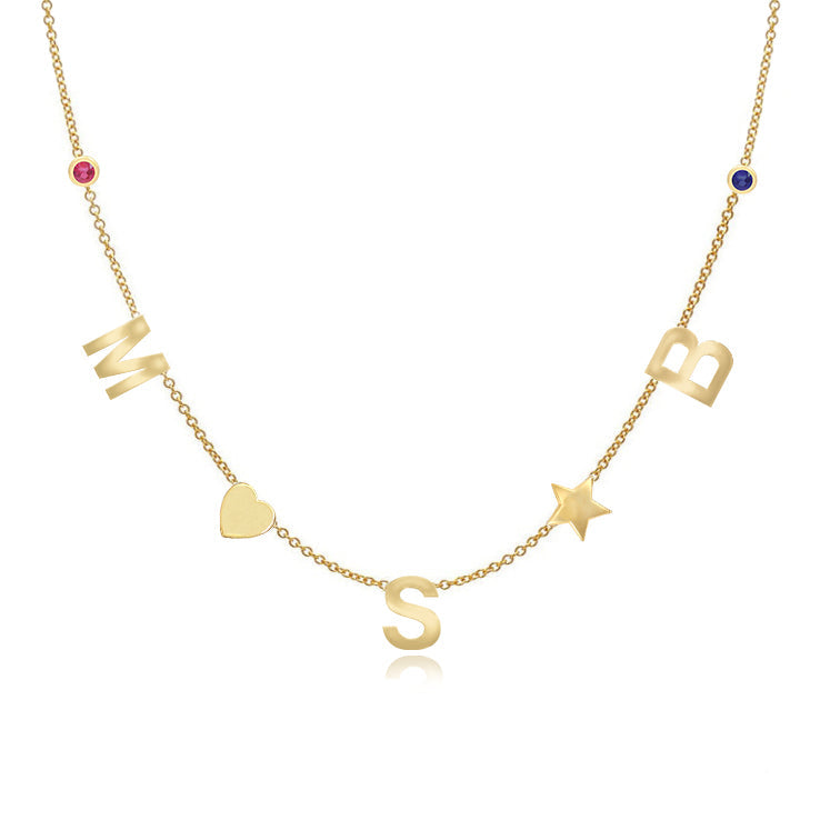 Dangling Diamond Initial Necklace with Charms