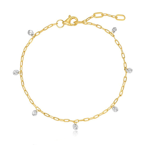Dangling Lab Diamonds Paperclip Bracelet