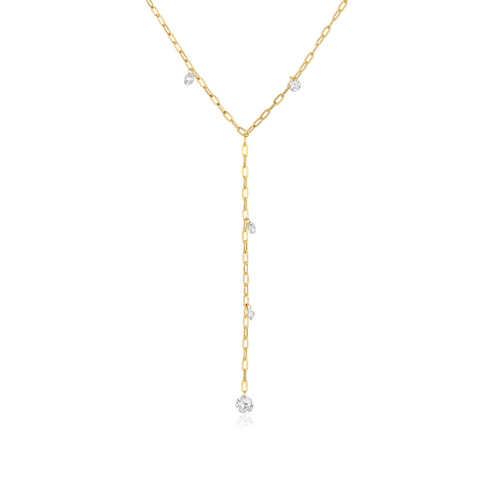Dangling Lab Diamonds Paperclip Lariat