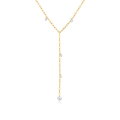Floating Dangling Lab Diamonds Paperclip Lariat