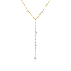 Dangling Lab Diamonds Paperclip Lariat