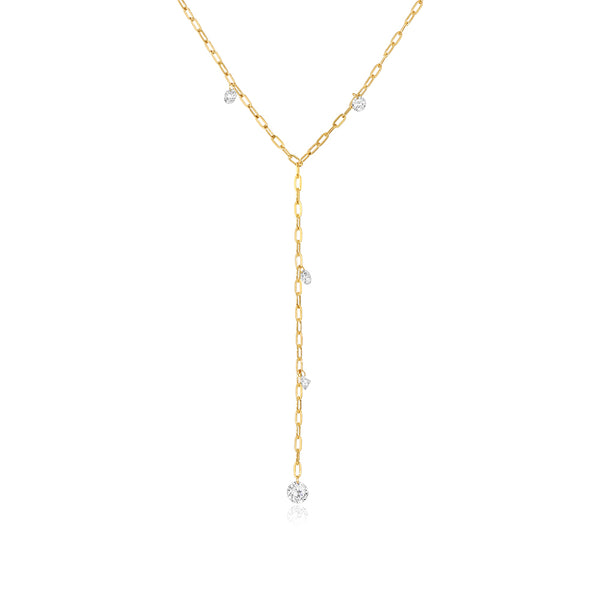 Dangling Lab Diamonds Paperclip Lariat