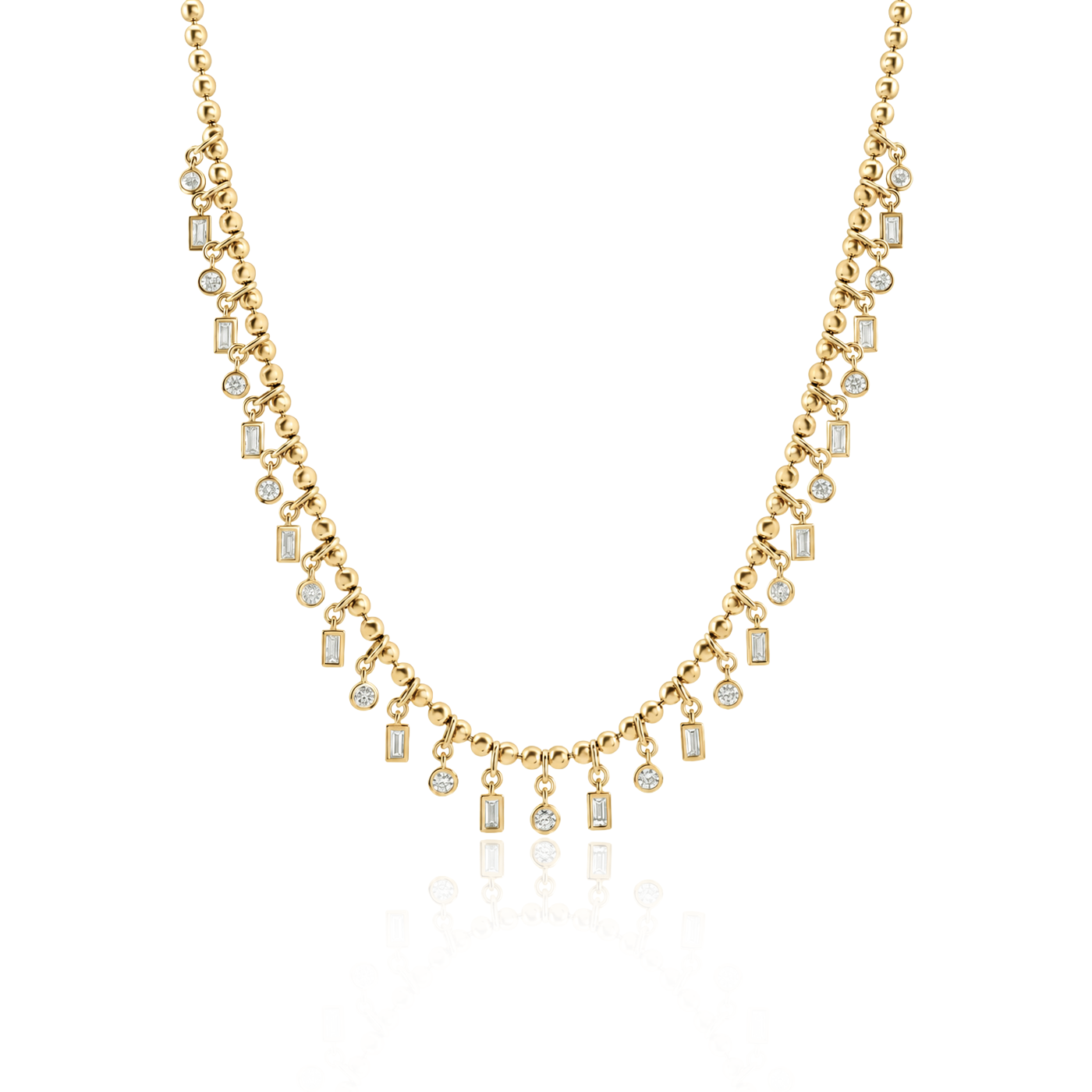 Dangling Multi Shape Bezel Ball Chain