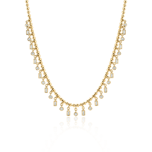 Dangling Multi Shape Bezel Ball Chain