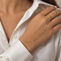 Five Round Bezel Diamond Hand Chain