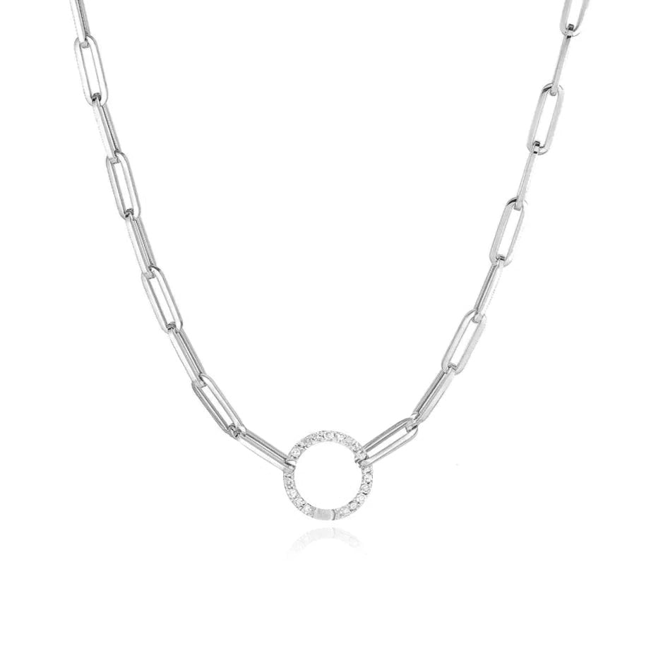 Diamond Clasp Paperclip Necklace