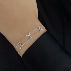 Diamond Name Double Chain Bracelet