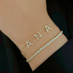 Diamond Name Double Chain Bracelet