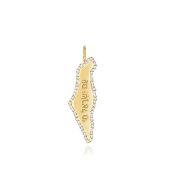 Diamond Pave Outline Map of Israel