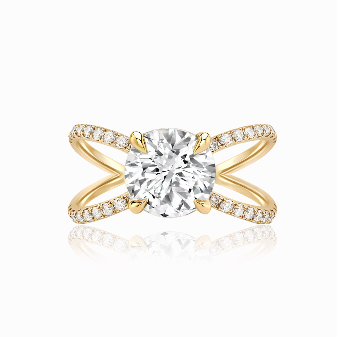 Diamond Reverse Split Shank Pave Band Engagement Ring – Alev Jewelry