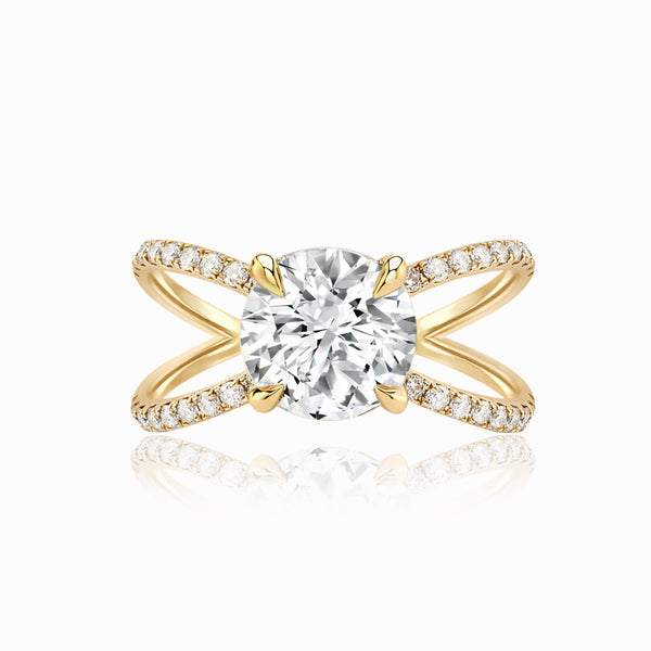 Diamond Reverse Split Shank Pave Band Engagement Ring