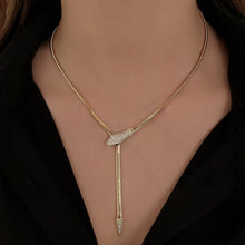 Load image into Gallery viewer, Diamond Snake Emerald Eyes Lariat Necklace
