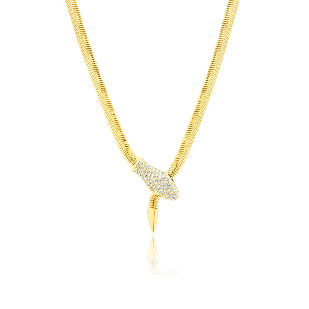 Diamond Snake Emerald Eyes Necklace