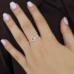Diamond Star of David Gold Rope Ring