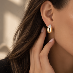 Diamond and Gold Pear Drop Earrings