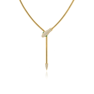 Diamond Snake Emerald Eyes Necklace