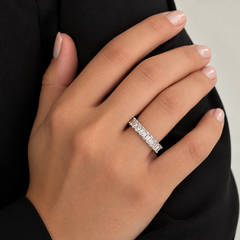 Half Emerald Half Oval Diamond Eternity Ring