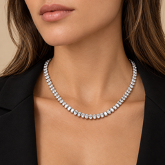 Oval Diamond Tennis Necklace