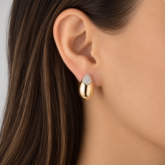Diamond and Gold Pear Drop Earrings