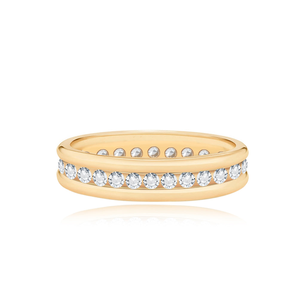Double Gold and Center Pave Wedding Band