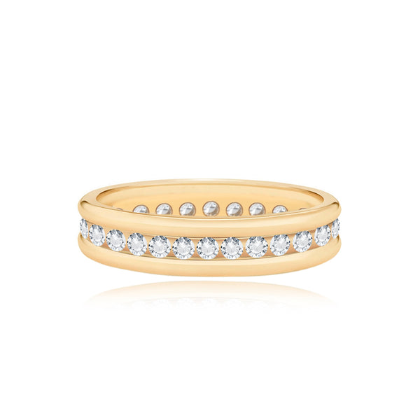 Double Gold and Center Pave Wedding Band