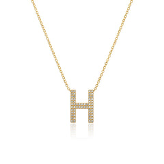 Double Row Pave Initial Necklace