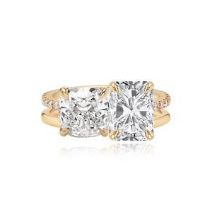 Double Diamond and Double Pave and Gold Engagement Ring