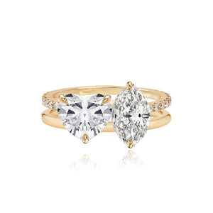 Double Diamond and Double Pave and Gold Engagement Ring