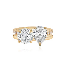 Load image into Gallery viewer, Double Diamond and Double Pave and Gold Engagement Ring
