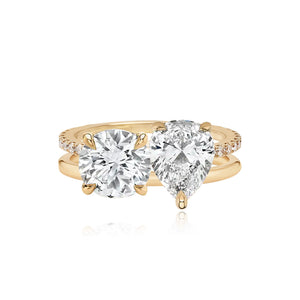 Double Diamond and Double Pave and Gold Engagement Ring