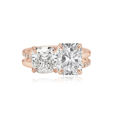 Load image into Gallery viewer, Double Diamond and Double Pave and Gold Band Engagement Ring
