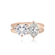 Load image into Gallery viewer, Double Diamond and Double Pave and Gold Band Engagement Ring
