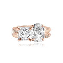 Load image into Gallery viewer, Double Diamond and Double Pave and Gold Band Engagement Ring
