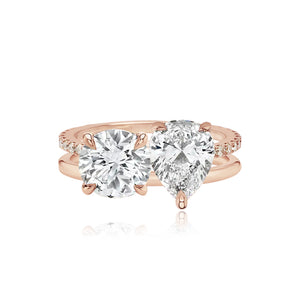 Double Diamond and Double Pave and Gold Engagement Ring